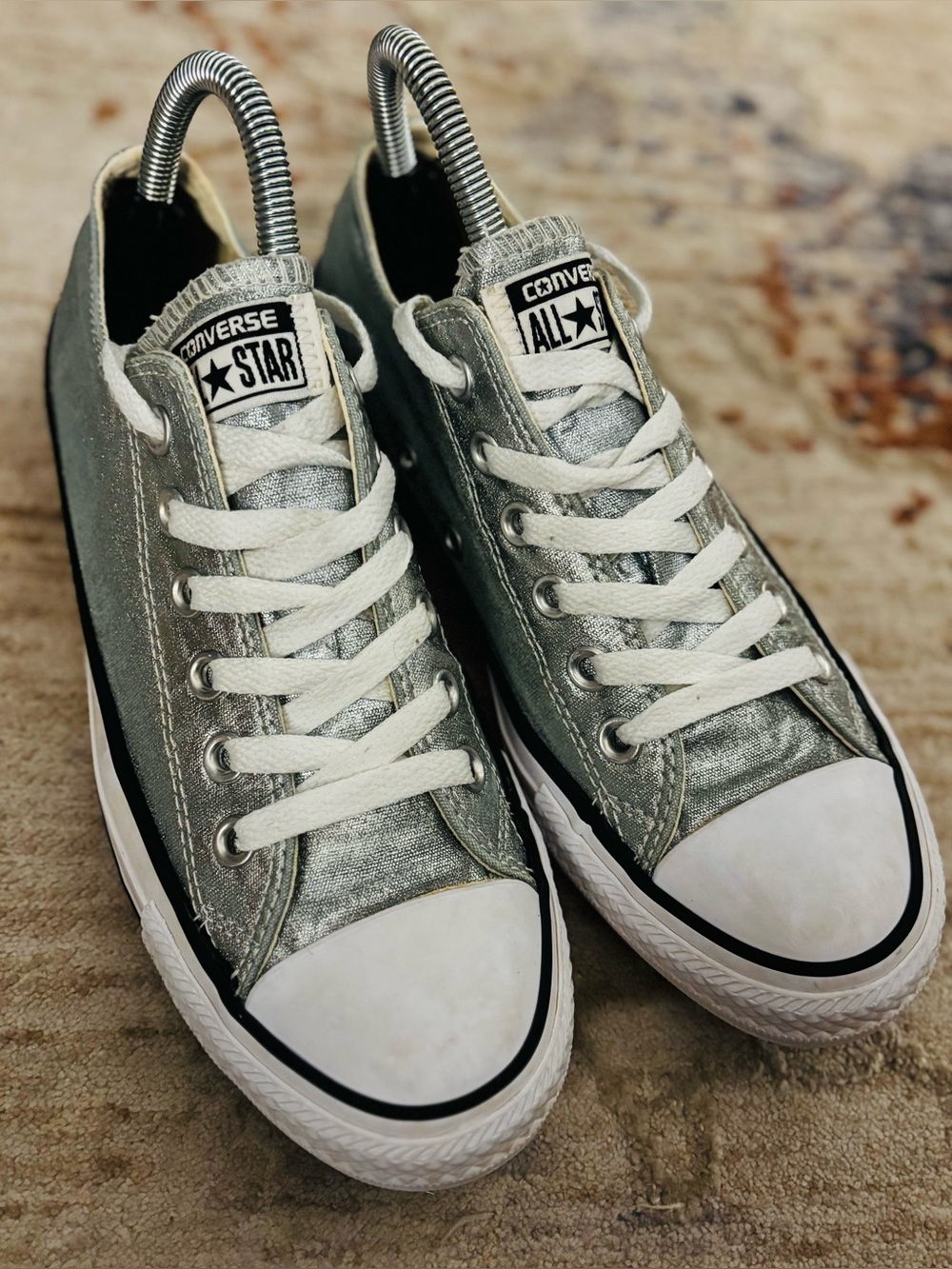 Converse All Star Metallic Silver Low Top Sneakers